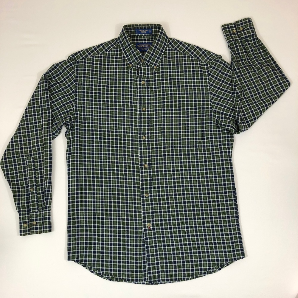 Pendleton Checkered Plaid Long Sleeve Polo Shirt